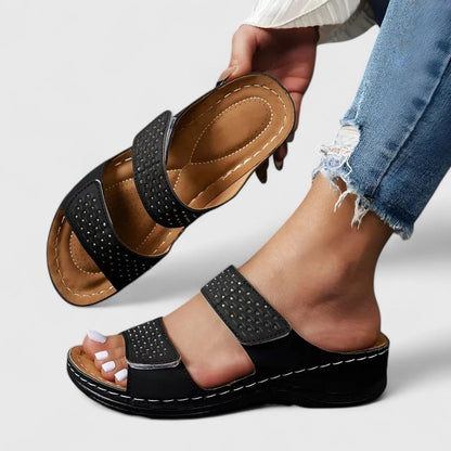 Calista | Luxury Orthopedic Sandals - White, Navy & Black