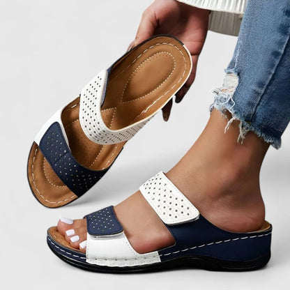 Calista | Luxury Orthopedic Sandals - White, Navy & Black