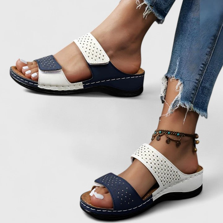 Calista | Luxury Orthopedic Sandals - White, Navy & Black