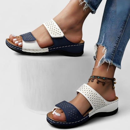 Calista | White Two-Strap Orthopedic Sandals