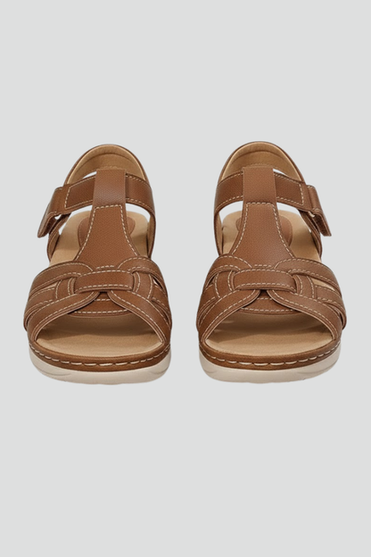 Astrid | Women's Open Toe Strap Sandals in Tan Leather
