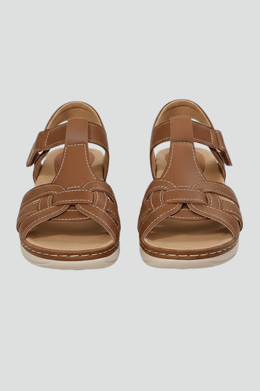 Astrid | Women's Open Toe Strap Sandals in Tan Leather