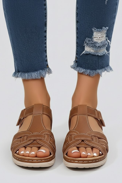 Astrid | Women's Open Toe Strap Sandals in Tan Leather