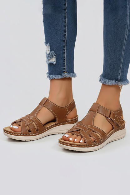 Astrid | Women's Open Toe Strap Sandals in Tan Leather
