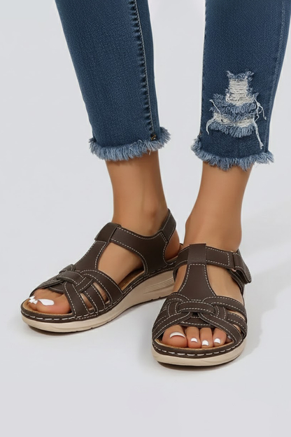 Astrid | Women's Open Toe Strap Sandals in Tan Leather
