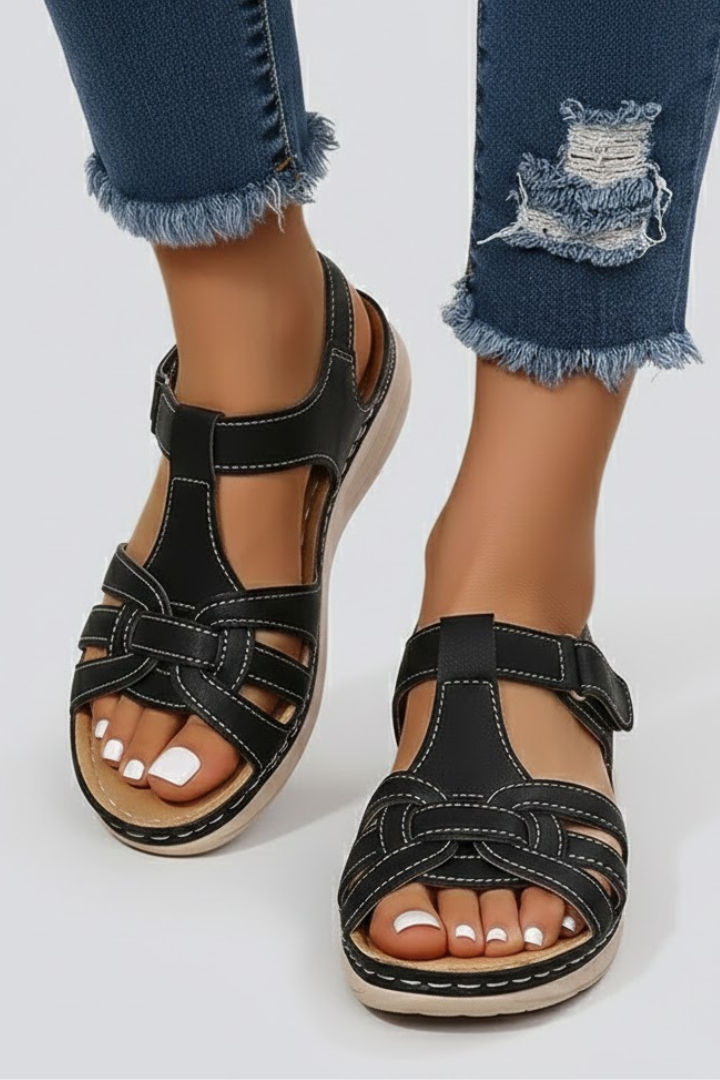 Astrid | Women's Open Toe Strap Sandals in Tan Leather