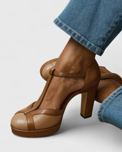 Calantha | Tan Strappy Sophisticated Heels