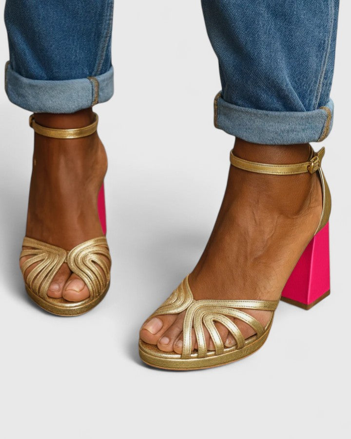 Zhilin | Golden Strappy Sophisticated Heels