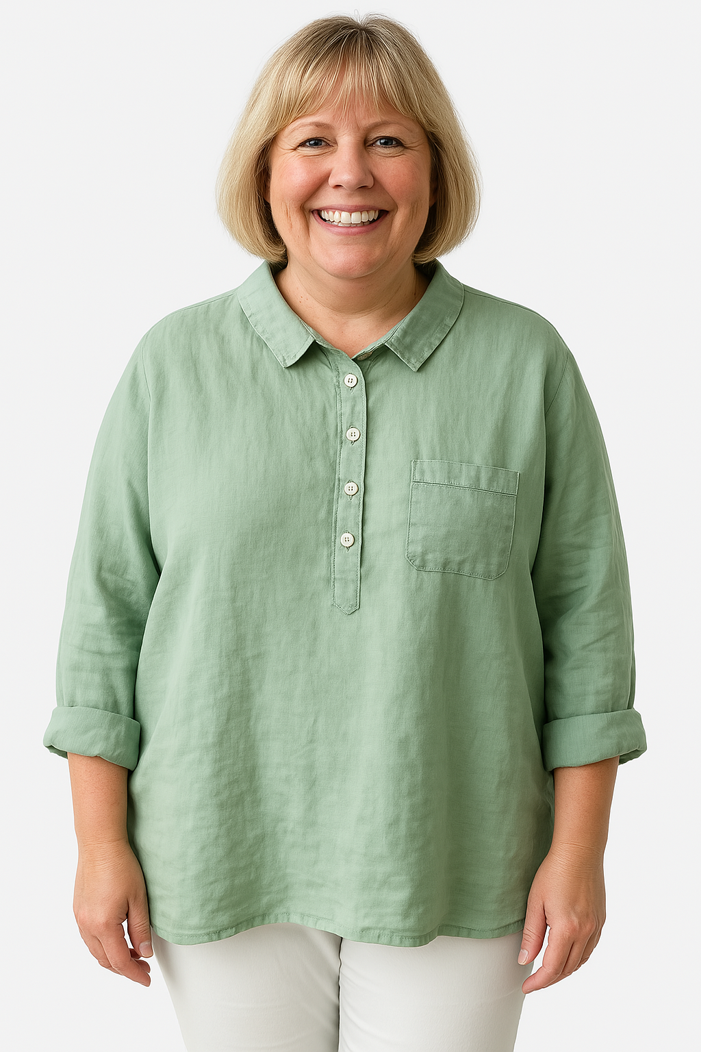 Astrid | Dark Navy Linen Blouse