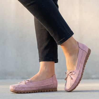 Alethea | Suede Women's Orthopedic Perforated Bow Comfort Loafers