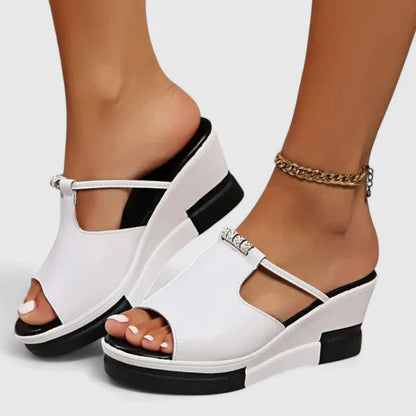 Calantha | Black Leather Orthopedic Sandals