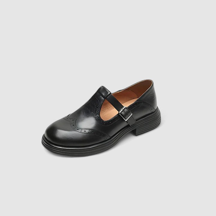 Calantha | Elegant Brown Leather Mary Jane Shoes