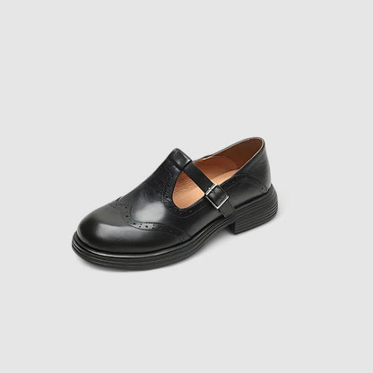 Calantha | Elegant Brown Leather Mary Jane Shoes
