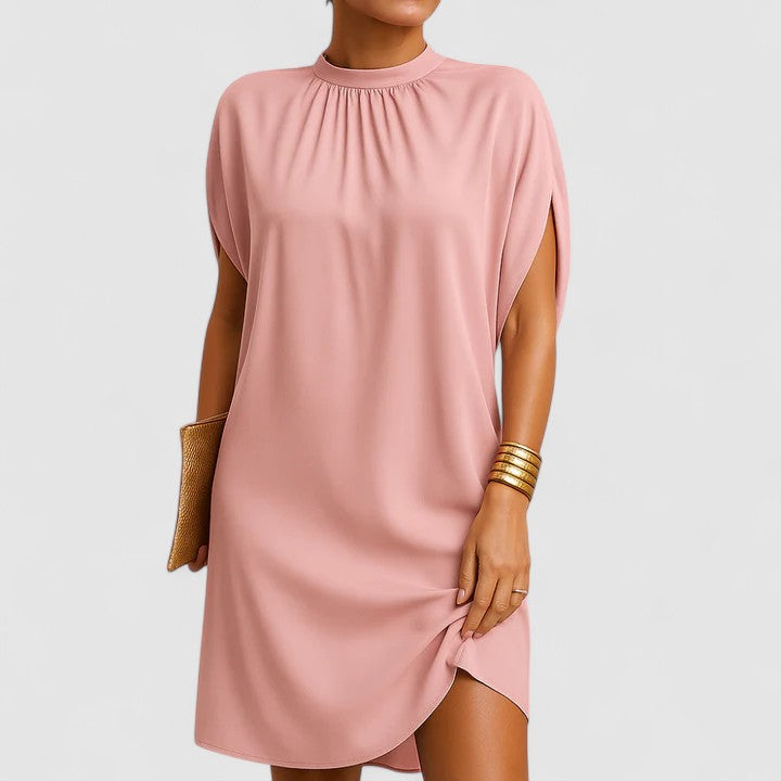 Calista | Blush Elegant Dress with Asymmetrical Hem