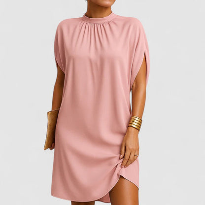 Calista | Blush Elegant Dress with Asymmetrical Hem