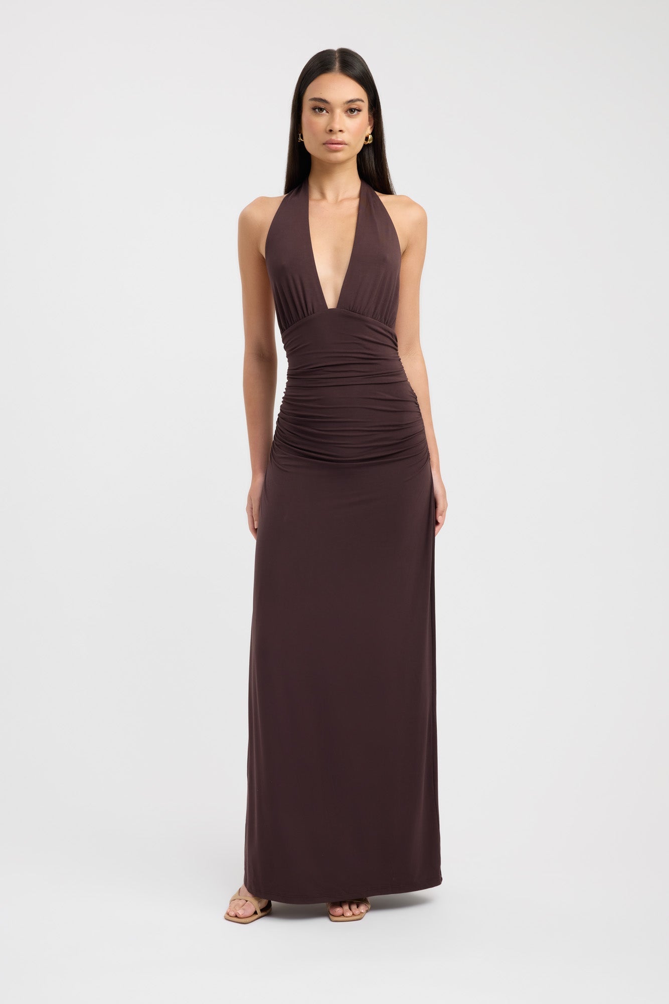 Alethea | Elegant Maxi Dress in Rich Brown