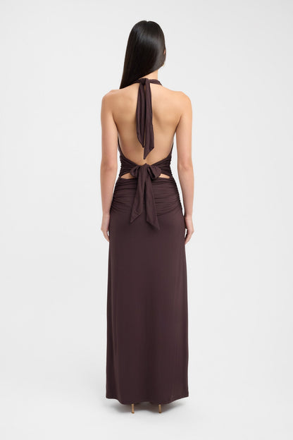 Alethea | Elegant Maxi Dress in Rich Brown