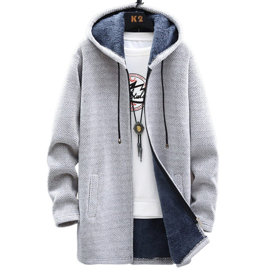 Astrid | Grey Longline Zip Hoodie with Sherpa Lining