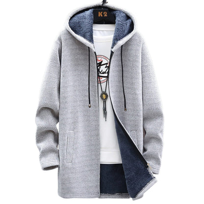 Astrid | Grey Longline Zip Hoodie with Sherpa Lining