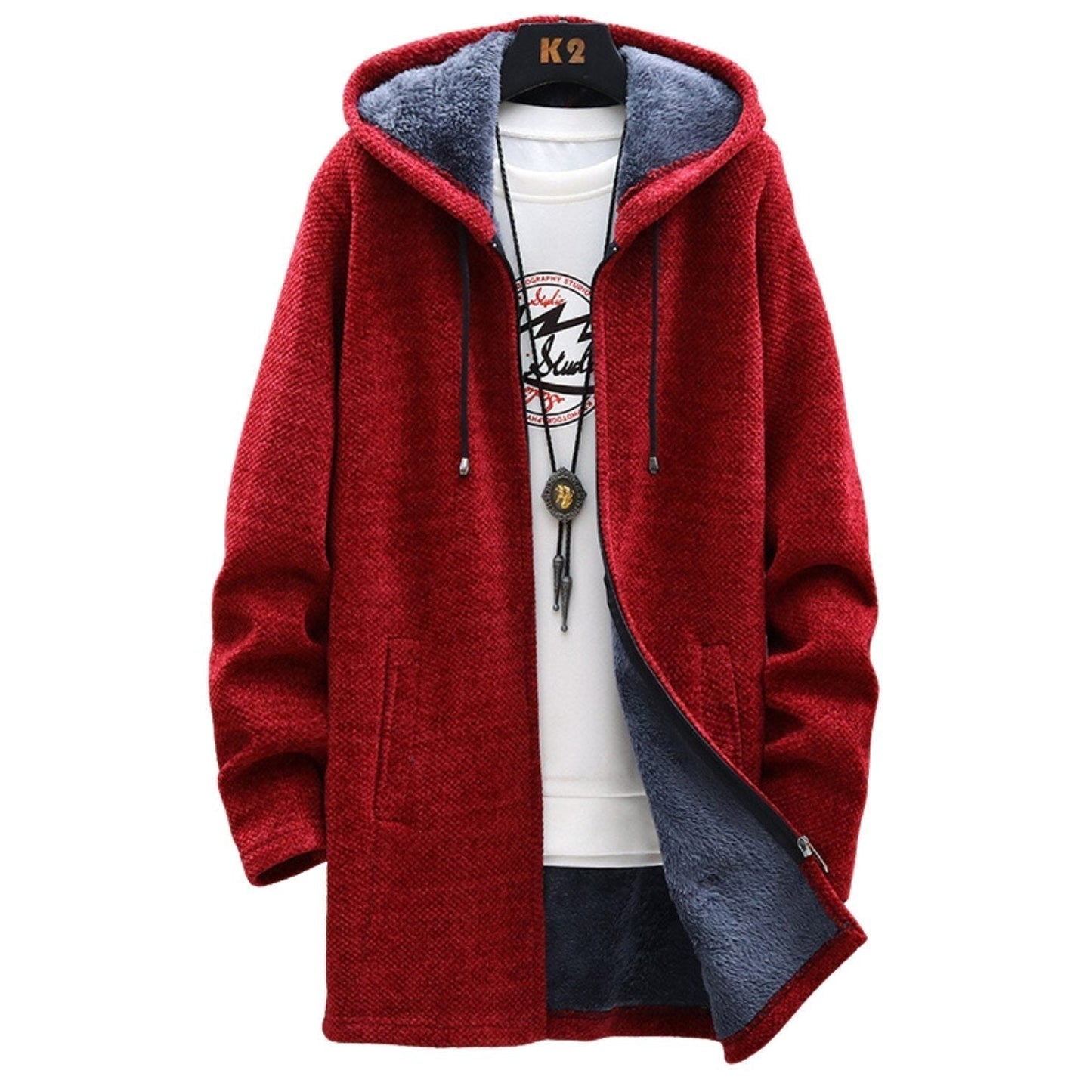 Astrid | Grey Longline Zip Hoodie with Sherpa Lining