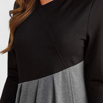 Calantha | Elegant Black & Grey Satin Dress