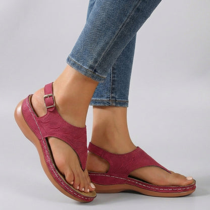 Eveline | Tan Suede Women's Comfort Fit Ankle Strap Wedge Sandals