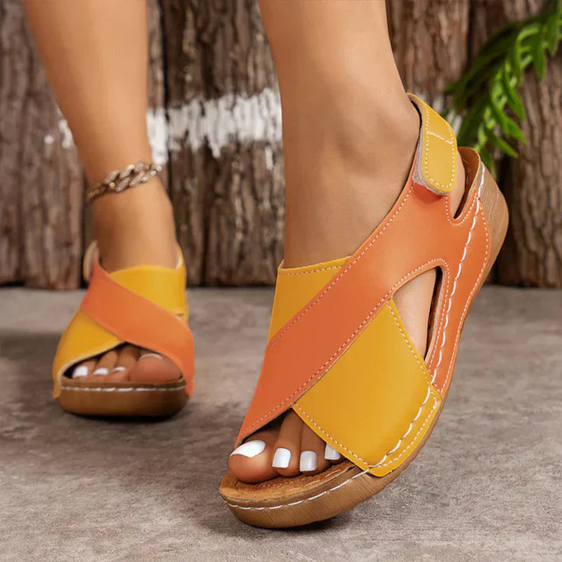 Aurora | Women's Orthopedic Cross Strap Sandals - Black & White