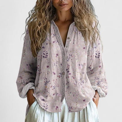 Alethea | Elegant Purple Linen Blouse