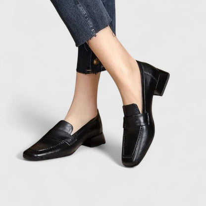 Calantha | Black Leather Orthopedic Loafers