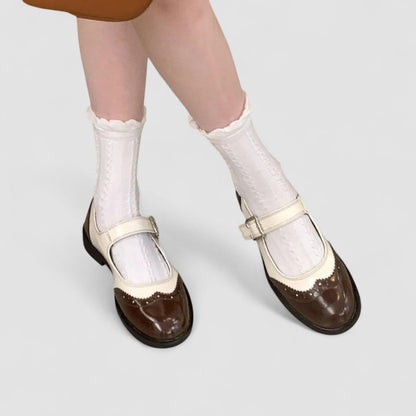 Calantha | Black & Cream Orthopedic Mary Jane Shoes
