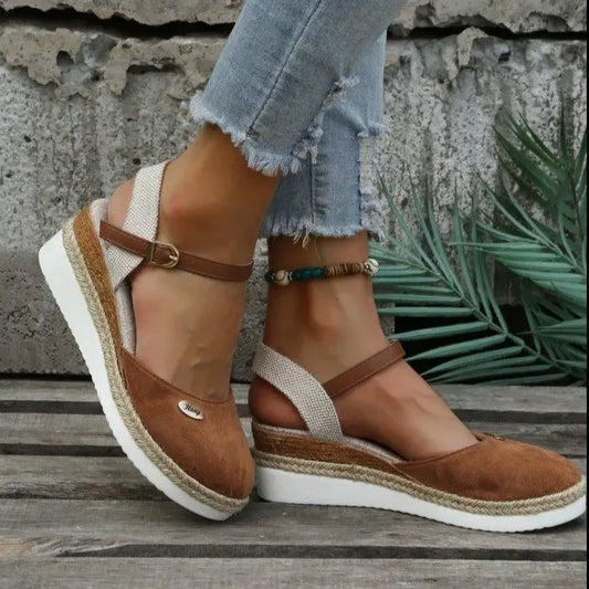 Calantha | Brown Rope Orthopedic High Heels