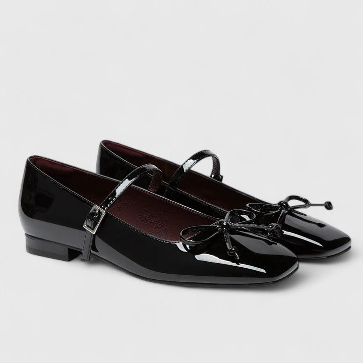 Calantha | Silver Orthopedic Square Toe Ballet Flats Shoes