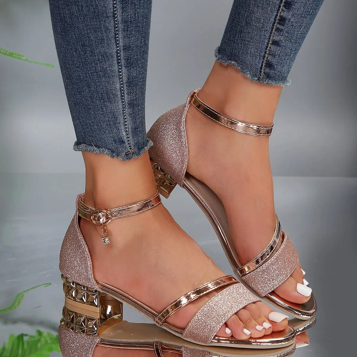 Calista | Black Glitter Orthopedic Sandals