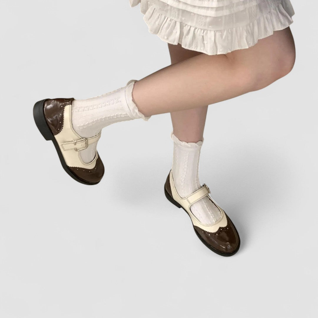 Calantha | Black & Cream Orthopedic Mary Jane Shoes