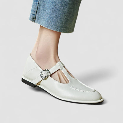 Calanthe | Black Leather Orthopedic Mary Jane Low Heel Shoes