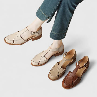 Calista | Beige Elegant Mary Jane Sandals