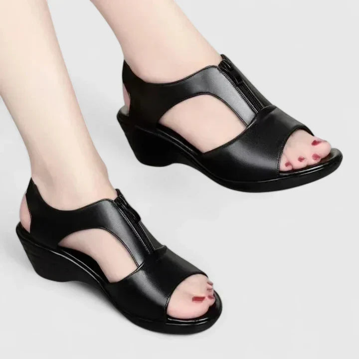 Calantha | Sophisticated Black Cutout Elegant Sandals