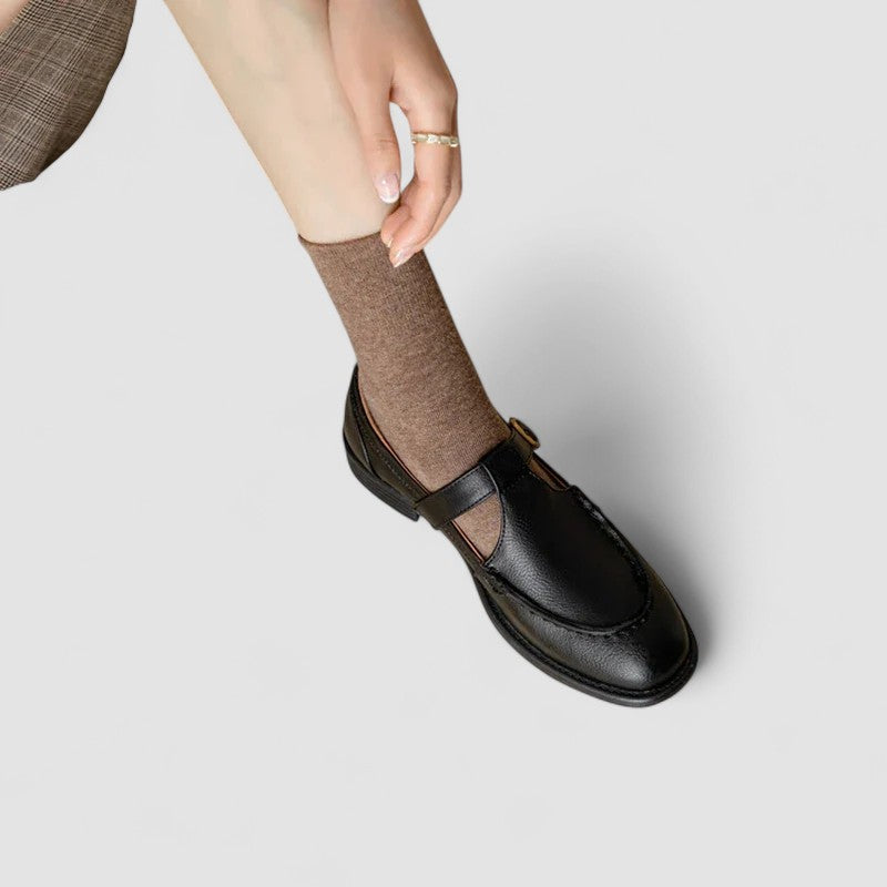 Calysta | Luxury Black Orthopedic Square-Toe Mary Jane Shoes