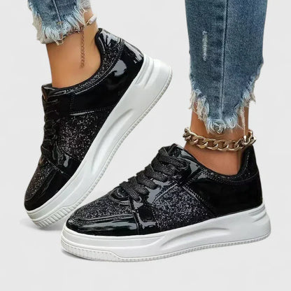 Calanthe | Black Glitter Orthopedic Shoes