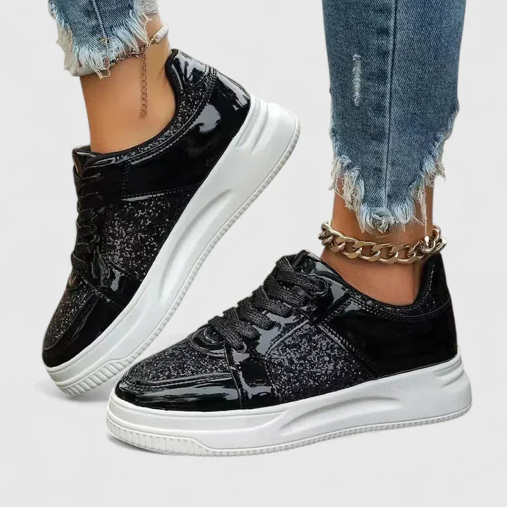 Calantha | Black Glitter Orthopedic Shoes