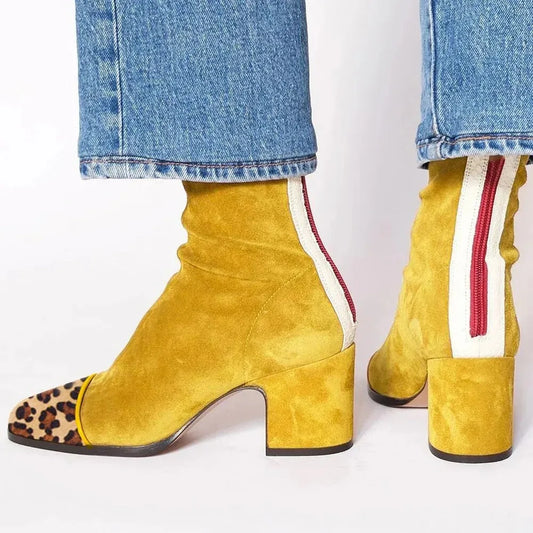 Kaida | Suede Elegant Boots in Honey Yellow