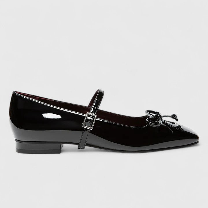Calantha | Silver Orthopedic Square Toe Ballet Flats Shoes