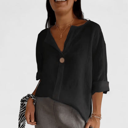 Calista | Black Elegant Blouse with Rolled Sleeves