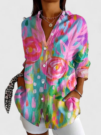Calista | Vibrant Floral Sophisticated Blouse