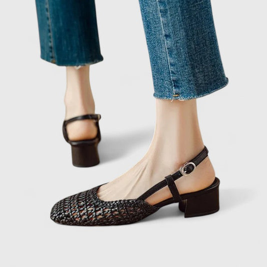 Calista | Elegant Woven Black Sandals