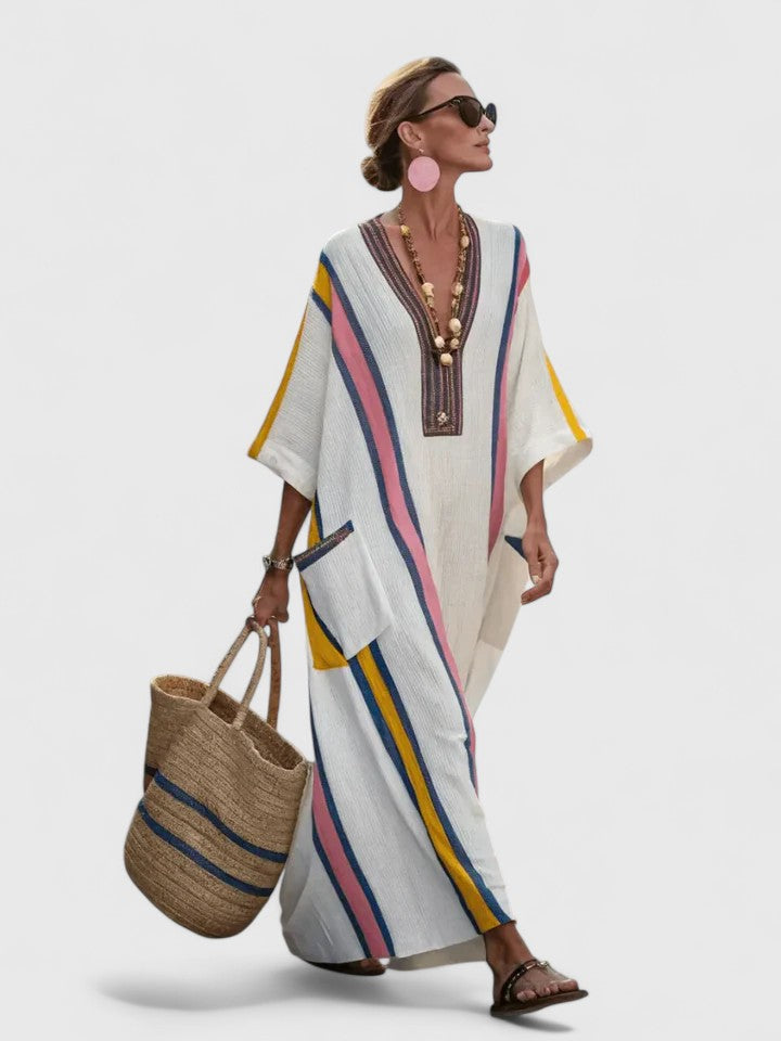 Calista | Elegant White Linen Maxi Dress