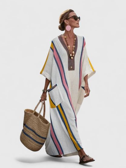 Calista | Elegant White Linen Maxi Dress