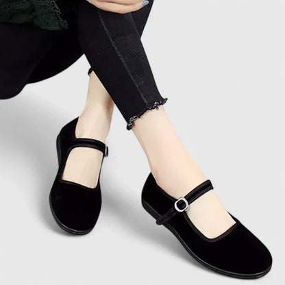 Alethea | Black Velvet Orthopedic Shoes