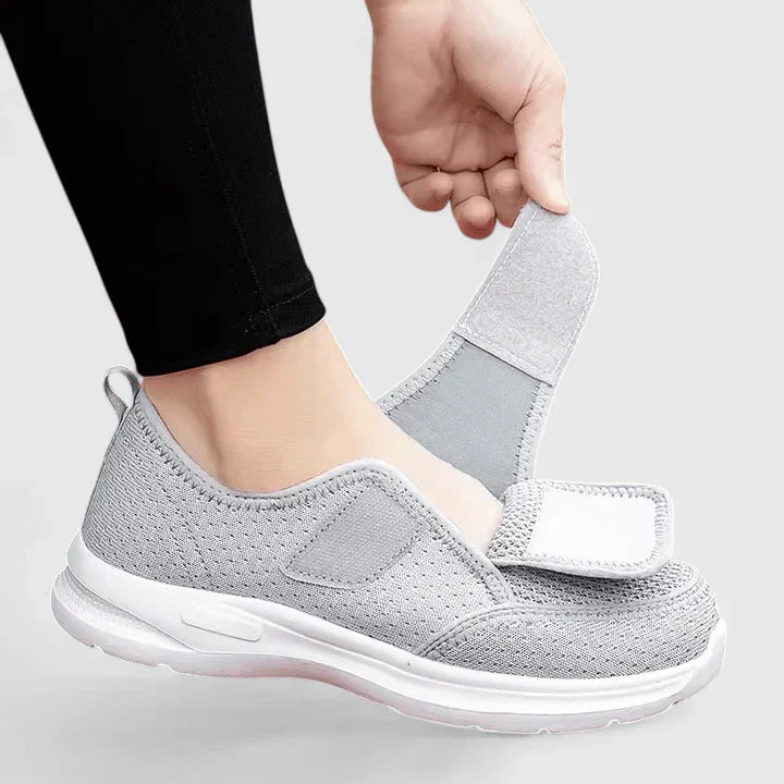 Calantha | Black Elastic Orthopedic Shoes