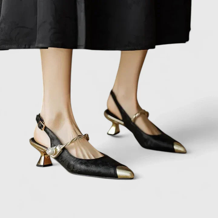 Calanthe | Green Metallic Orthopedic Heels